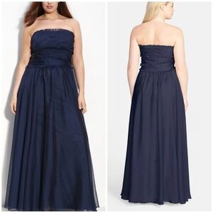 Monique Lhuillier Midnight Blue Strapless Gown